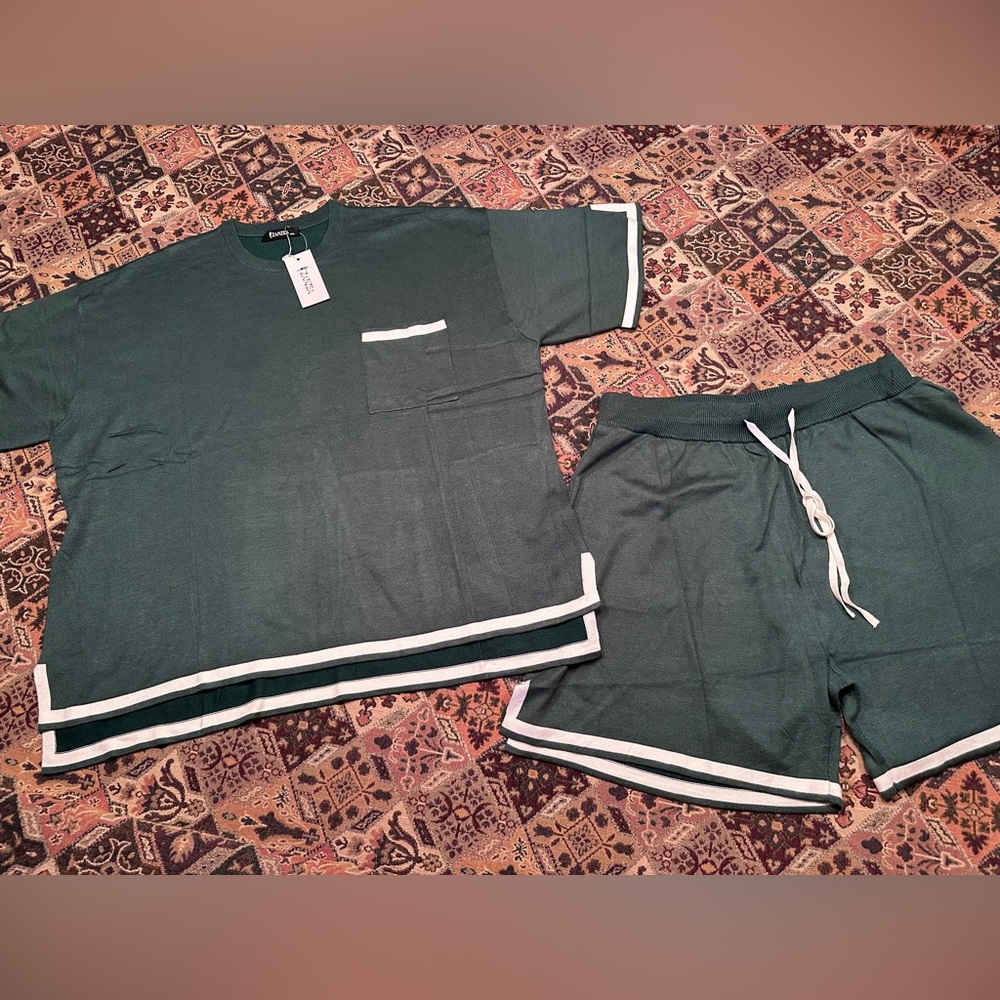 Zanzea Ladies Size XXL 2 piece knit Set hunter green Lounge or pajama set‎